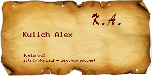 Kulich Alex névjegykártya